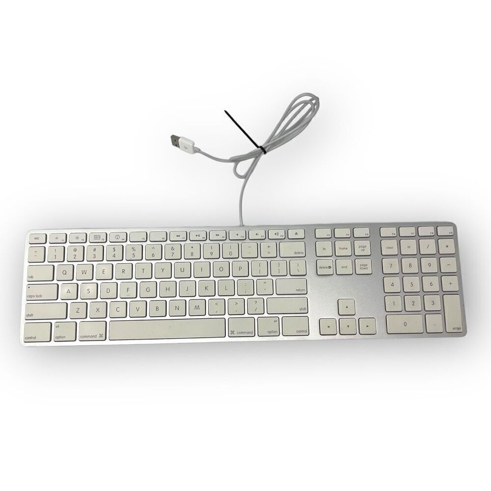Apple A1243 USB Wired Aluminum Keyboard + Numeric Keypad Slim Used Good